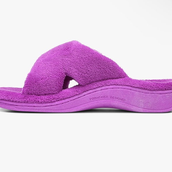 Fuzzy Purple Slide Sandals - Picture 2 of 9
